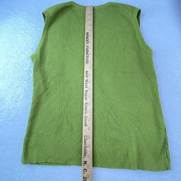 VTG Y2K Kim Rogers Sport Sweater Lot Womens L Green Pink Ribbed Preppy Academia - Picture 4 of 14